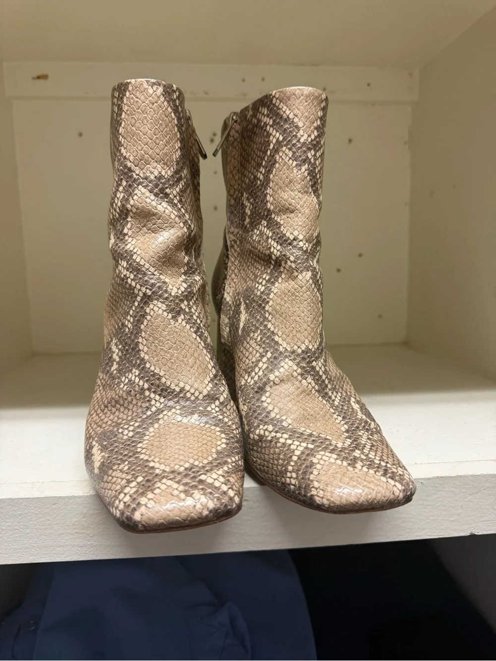 Sam Edelman Beige Snake-Print Block-Heel Ankle Boots - Picture 4 of 4